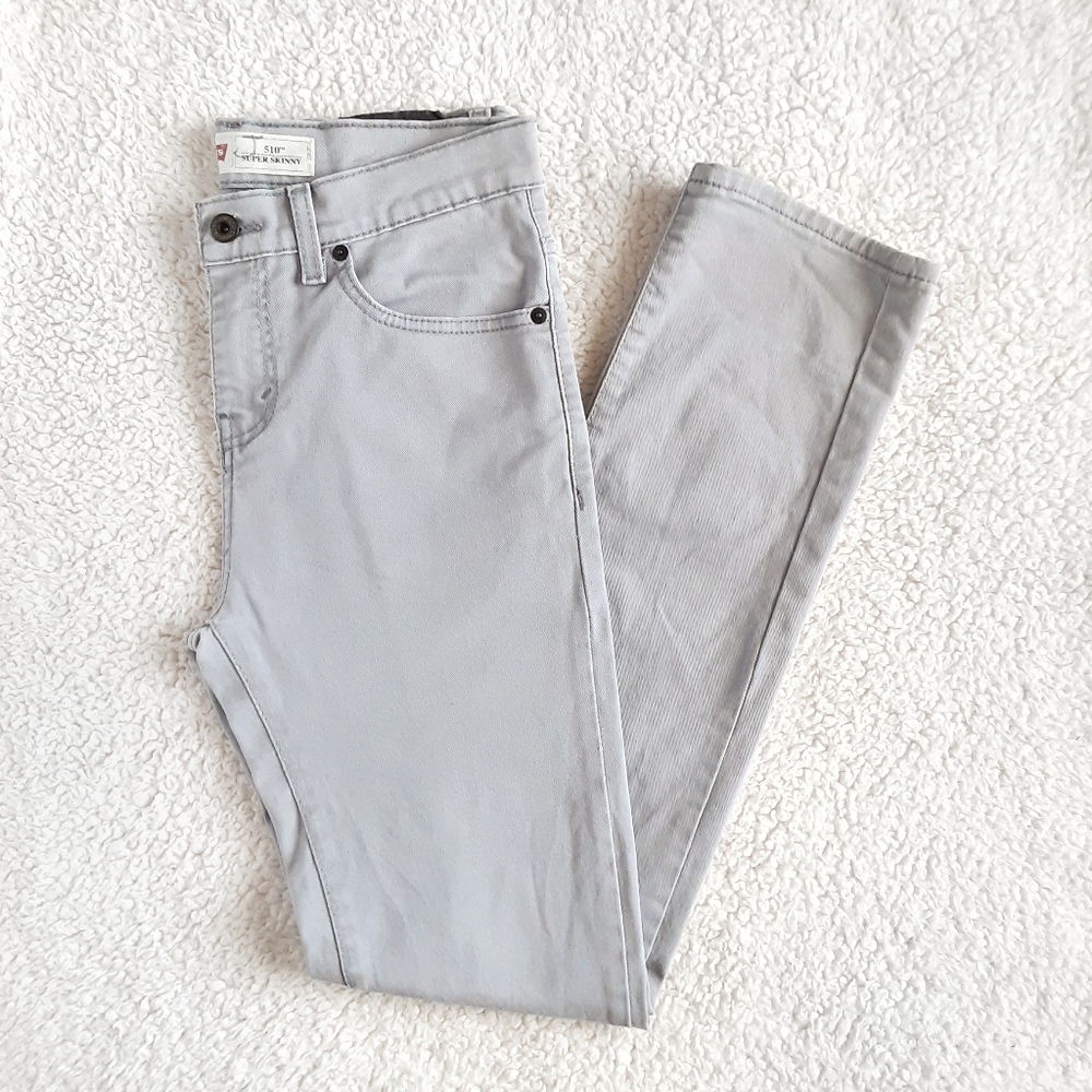 LEVI'S 510 Grey High Rise Super Skinny Denim Jeans Size 20 Regular ( Boys )